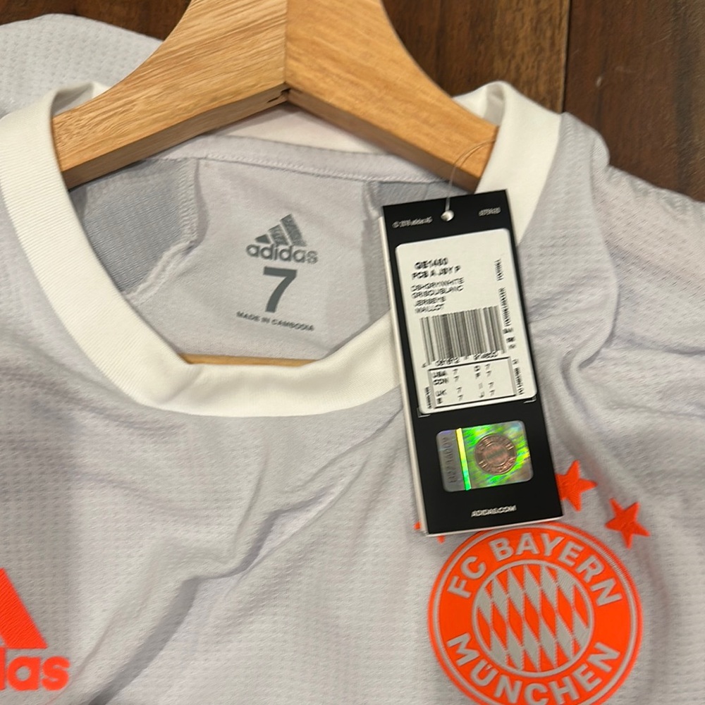 Adidas White and Orange FC Bayern Munich Jersey